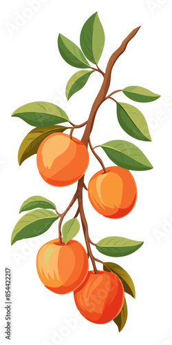 illustration of peaches on a branch