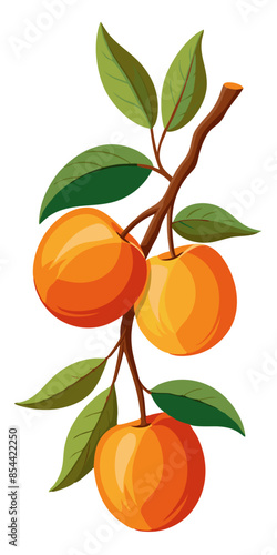 illustration of peaches on a branch