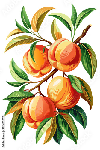 illustration of peaches on a branch