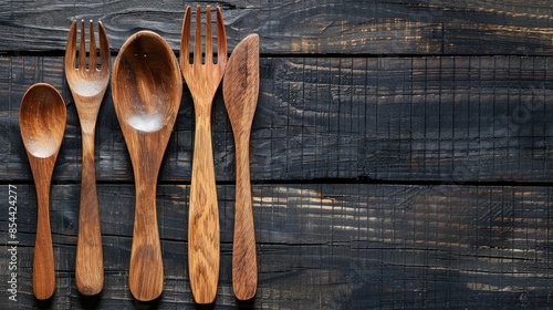 Cutlery made of wood with space on the right