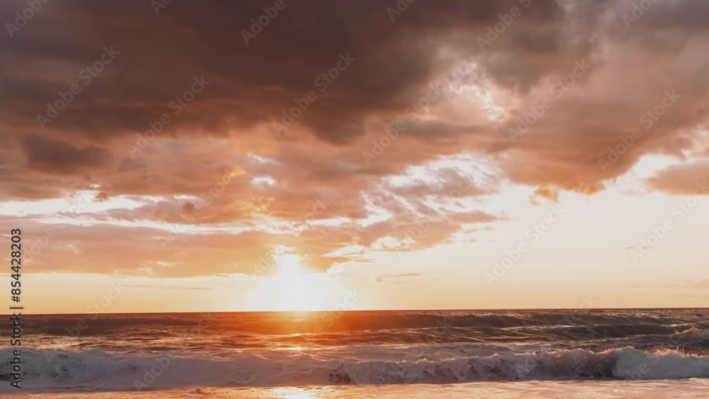 The seamless dance of waves against the horizon in this captivating timelapse of the sea, showcasing the serene beauty of nature's