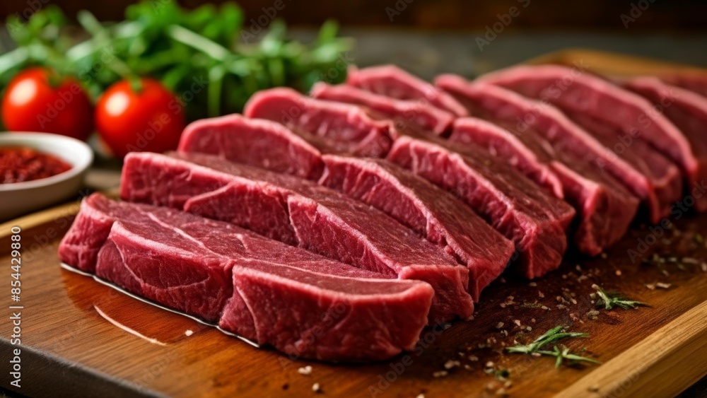 Fototapeta premium Deliciously marbled beef ready for the grill