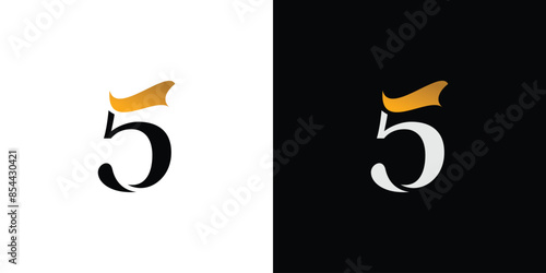 Modern and elegant number 5 logo design