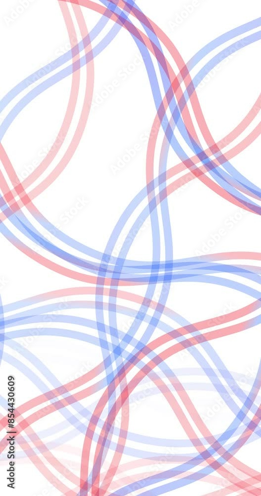 Red blue curved lines pattern on white vertical looping background. Red blue curved lines pattern on white vertical looping background.