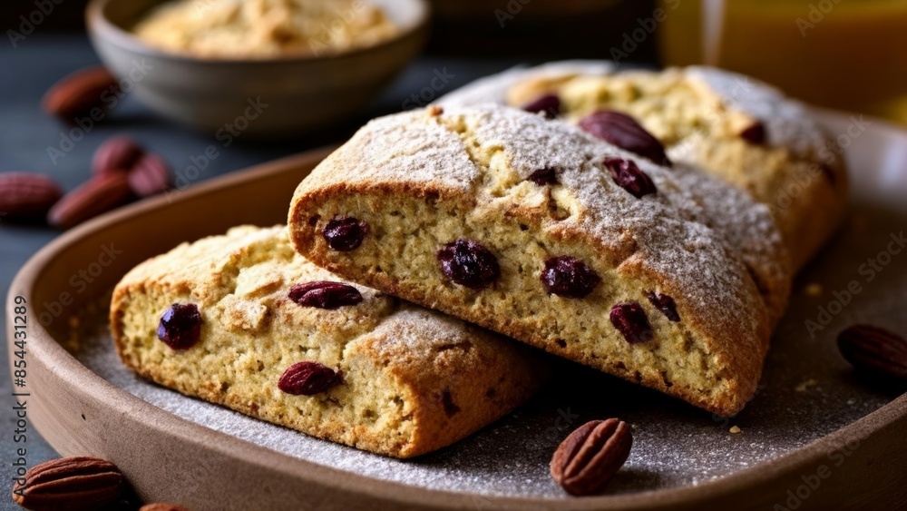 Deliciously baked bread with nuts and raisins ready to be savored Deliciously baked bread with nuts and raisins ready to be savored