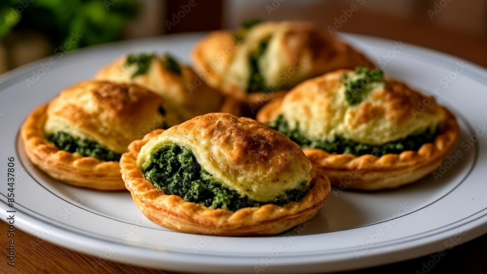  Deliciously baked pastries with a vibrant green filling ready to be savored