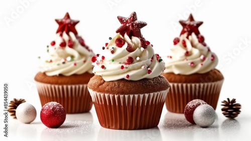  Sweet Christmas delight Festive cupcakes with star toppers and candy balls