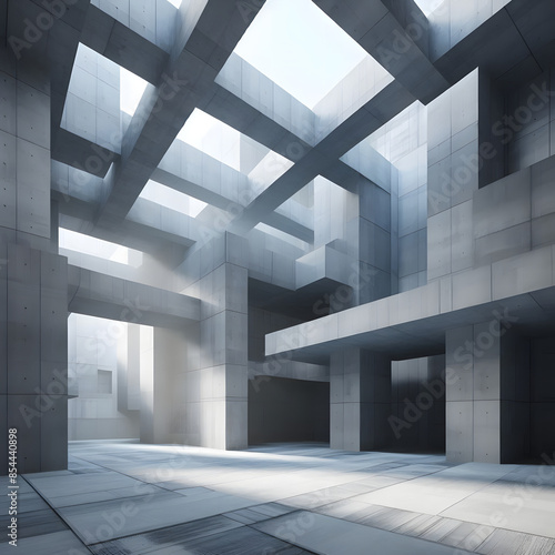 Abstract empty  modern concrete exterior room with a large staircase and sunlight industrial background template concept