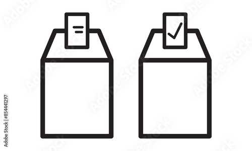 Vote ballot box for voting flat vector icon. Vector set of vote with paper for voting. 11:11