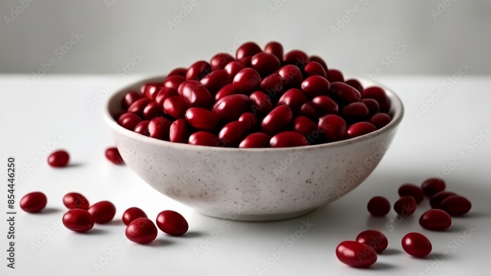 Bowl of vibrant red berries on a white surface Bowl of vibrant red berries on a white surface