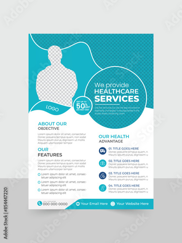 Corporate healthcare and medical flyer or poster design.Corporate Medical Flyer, brochure, poster design template. 