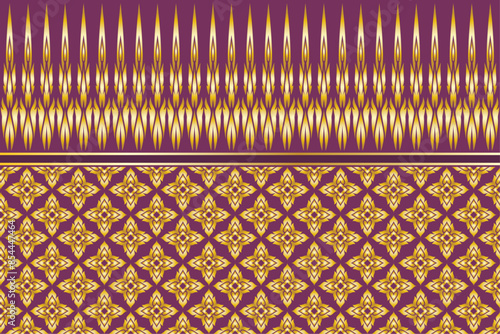 Ethnic applied Thai pattern on abstract purple background.