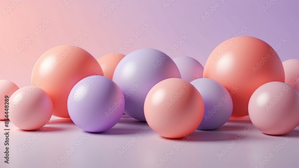 A cluster of pastel pink and lavender spheres against a soft purple backdrop, background, wallpaper A cluster of pastel pink and lavender spheres against a soft purple backdrop, background, wallpaper