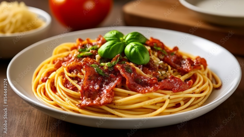 Delicious spaghetti with meat sauce ready to be savored Delicious spaghetti with meat sauce ready to be savored
