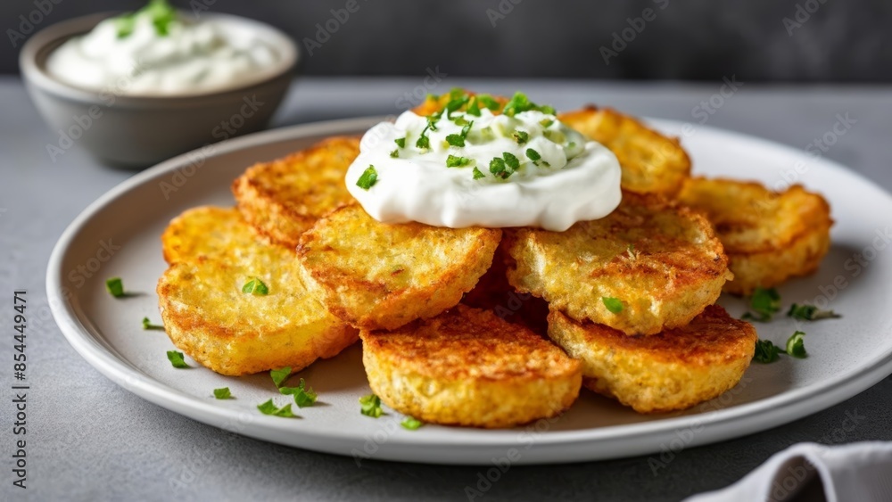 Delicious appetizer with crispy golden potato wedges and creamy dip Delicious appetizer with crispy golden potato wedges and creamy dip