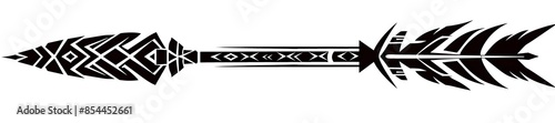 Tribal Tattoo Inspired Black and White Arrow Graphic Design