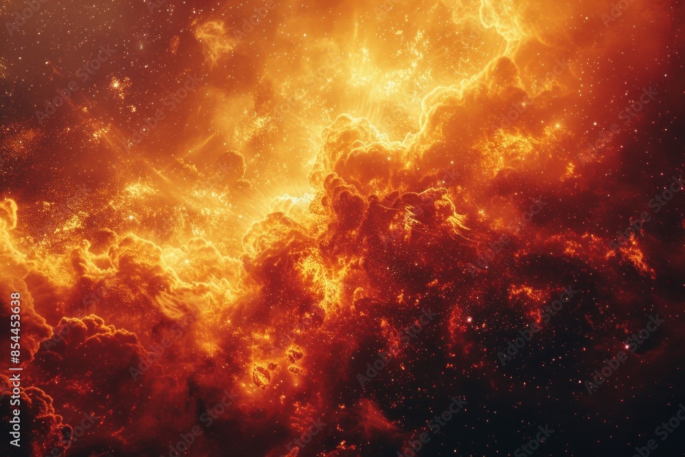 Fototapeta premium Intense Flames and Swirling Smoke Against a Dark Background Captured in High Definition