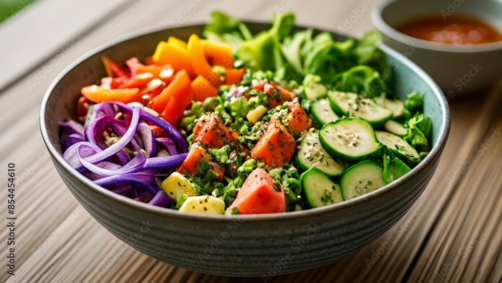 Fresh and vibrant salad ready to be savored Fresh and vibrant salad ready to be savored