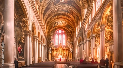 Pentecost Painting in Basilica di Santa Eufemia. Sacred Art photo