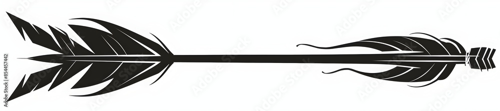 Simple Minimalistic Retro Black Arrow with Spiral Tips and Tail Simple Minimalistic Retro Black Arrow with Spiral Tips and Tail