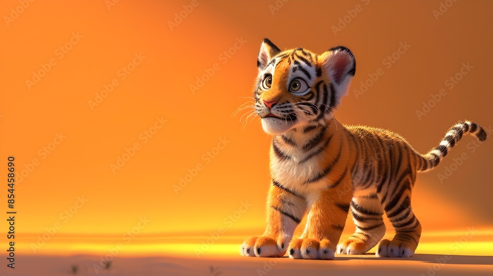 Fototapeta premium Captivating Tiger Cub Posing in Natural Habitat