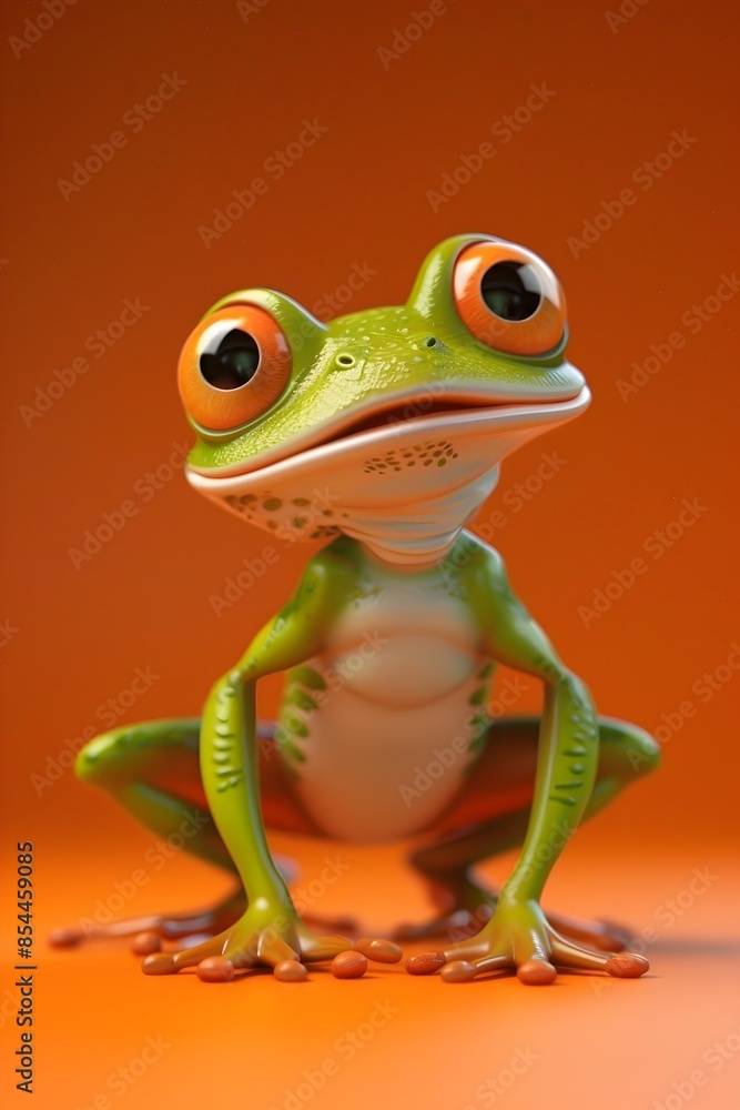Obraz premium Curious Green Tree Frog with Expressive Eyes Gazing at the in Vibrant Environment