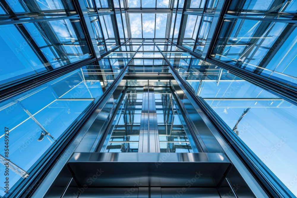 Modern Elevator Interior With Open Doors in a Contemporary Office Building Lobby Modern Elevator Interior With Open Doors in a Contemporary Office Building Lobby