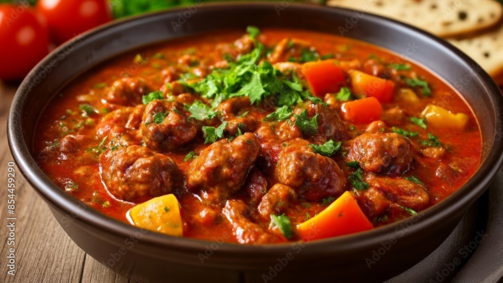 Deliciously hearty meatball stew with vibrant vegetables Deliciously hearty meatball stew with vibrant vegetables