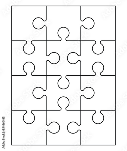 Puzzle Grid Outline. Puzzle Template for Kids Worksheet.