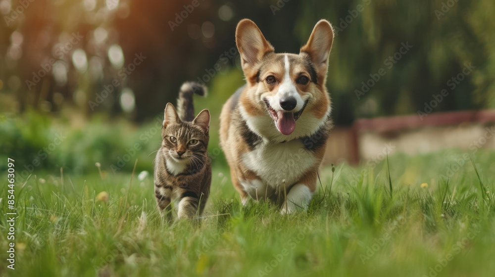Corgi and Kitten Exploring the Outdoors Corgi and Kitten Exploring the Outdoors