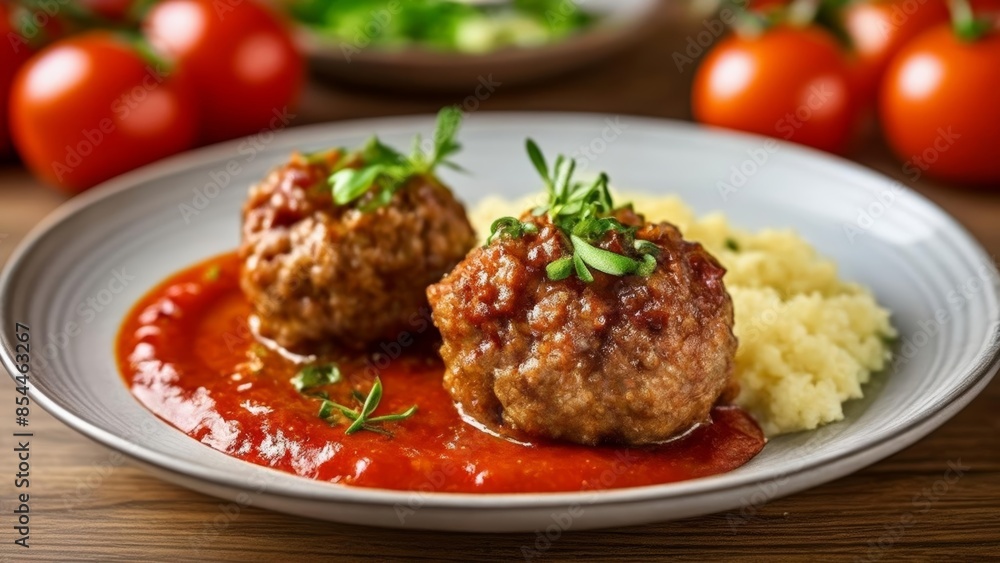 Delicious meatballs in tomato sauce ready to be savored Delicious meatballs in tomato sauce ready to be savored