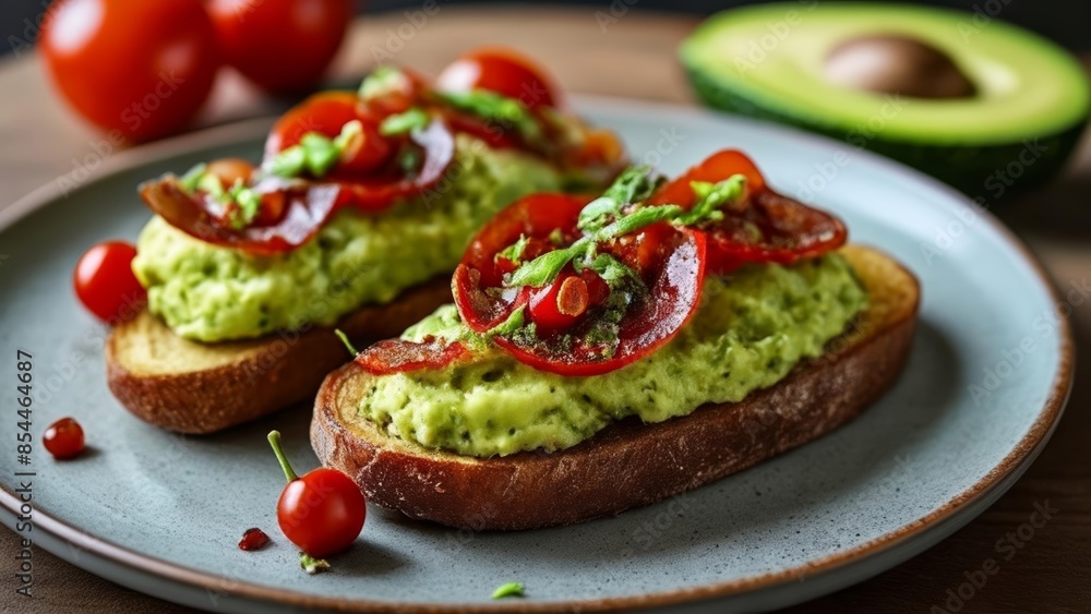Fresh and vibrant avocado toast ready to be savored Fresh and vibrant avocado toast ready to be savored
