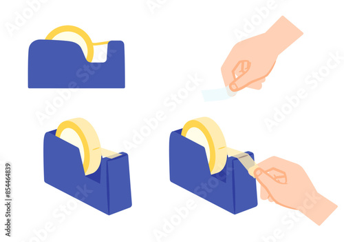  テープカッターのイラスト　セット