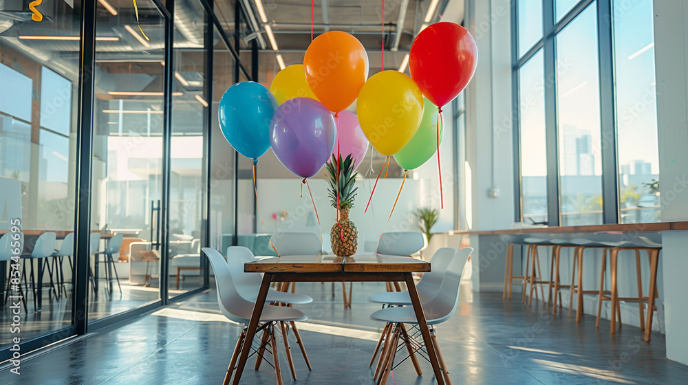Happy Work Anniversary Celebration. Festive Office Decor with Balloons ...