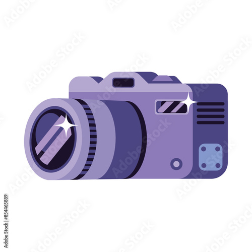 photo camera with lens and button