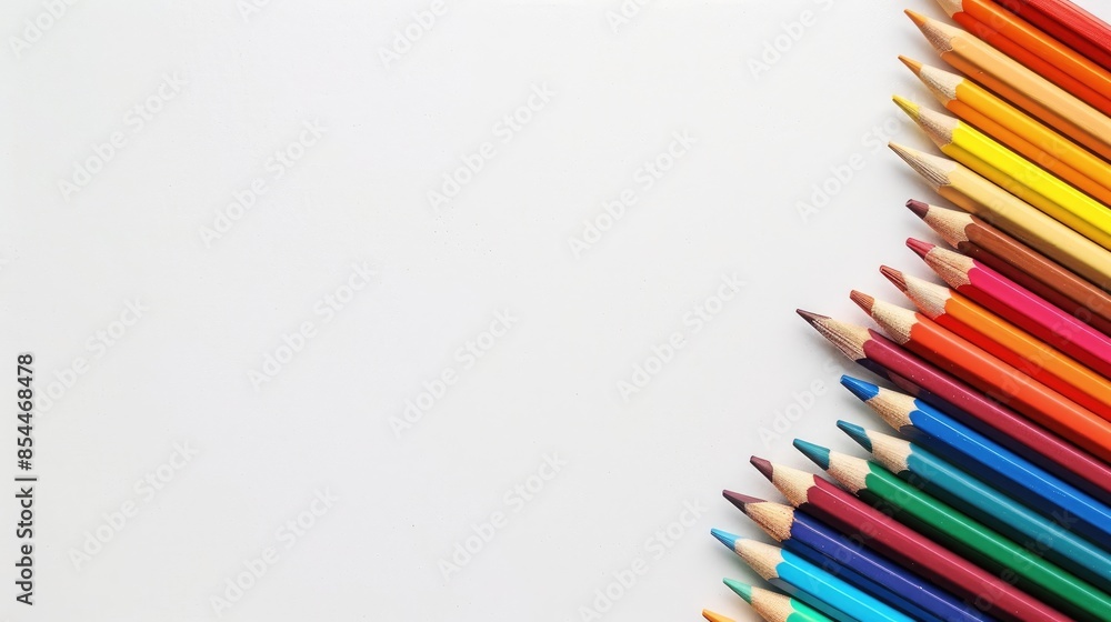 Fototapeta premium Colorful pencils for drawing isolated on white background with space for text