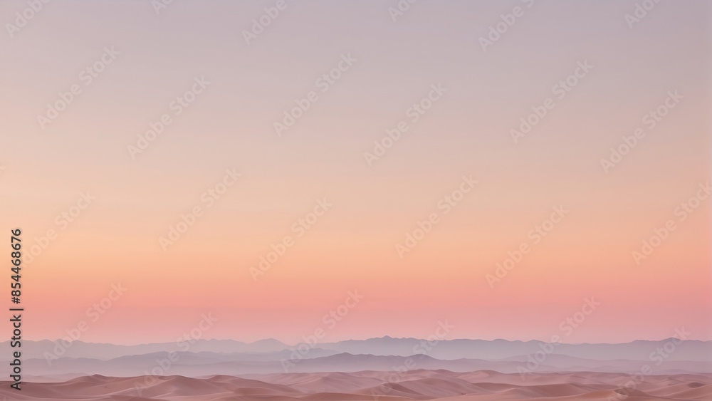 A breathtaking view of a desert landscape bathed in the soft light of sunrise, showcasing a pastel peach-colored sky, background, wallpaper A breathtaking view of a desert landscape bathed in the soft light of sunrise, showcasing a pastel peach-colored sky, background, wallpaper