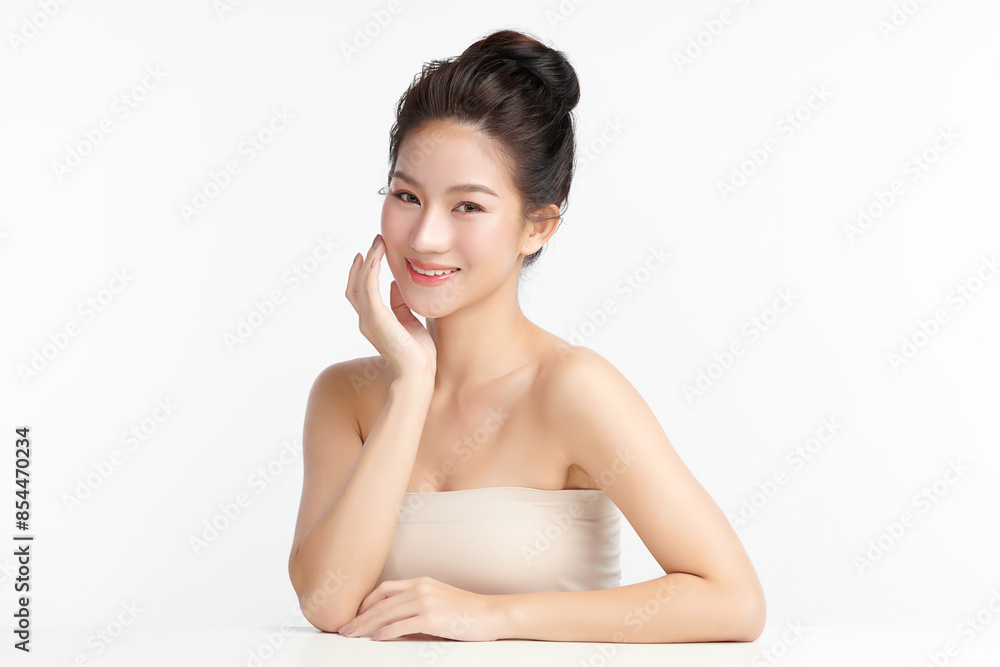 Beautiful young asian woman with clean fresh skin on white background, Face care, Facial treatment, Cosmetology, beauty and spa, Asian women portrait. Beautiful young asian woman with clean fresh skin on white background, Face care, Facial treatment, Cosmetology, beauty and spa, Asian women portrait.