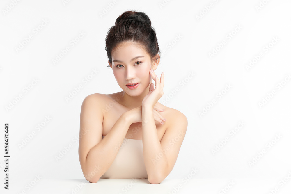Beautiful young asian woman with clean fresh skin on white background, Face care, Facial treatment, Cosmetology, beauty and spa, Asian women portrait. Beautiful young asian woman with clean fresh skin on white background, Face care, Facial treatment, Cosmetology, beauty and spa, Asian women portrait.