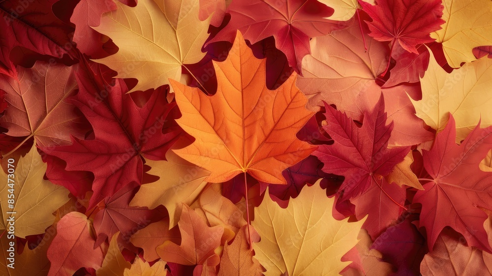 Creative autumn concept minimal maple leaf paper cut on piled irregular leaves Creative autumn concept minimal maple leaf paper cut on piled irregular leaves