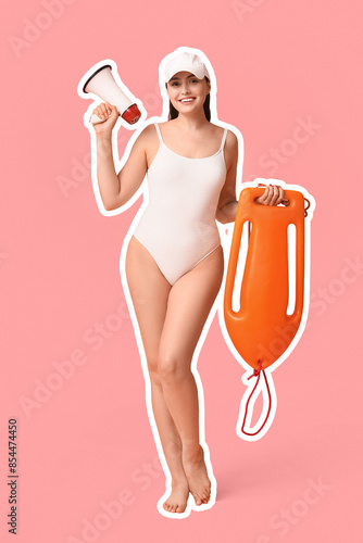 Female lifeguard with rescu...