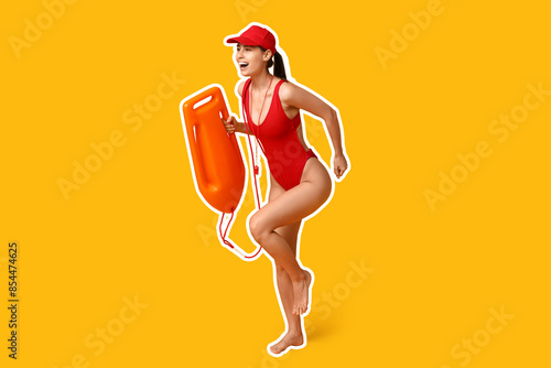 Female lifeguard with rescu...