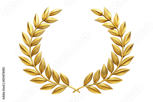 golden leaf laurel wreath isolated on transparent background