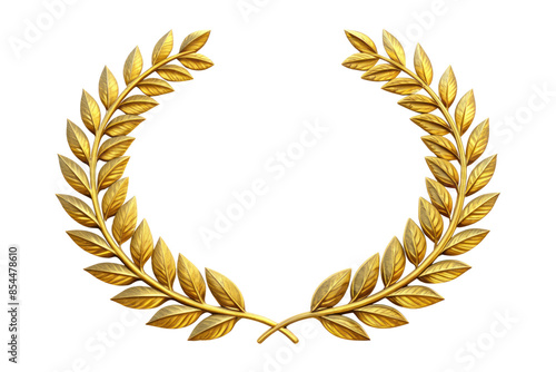 golden leaf laurel wreath isolated on transparent background