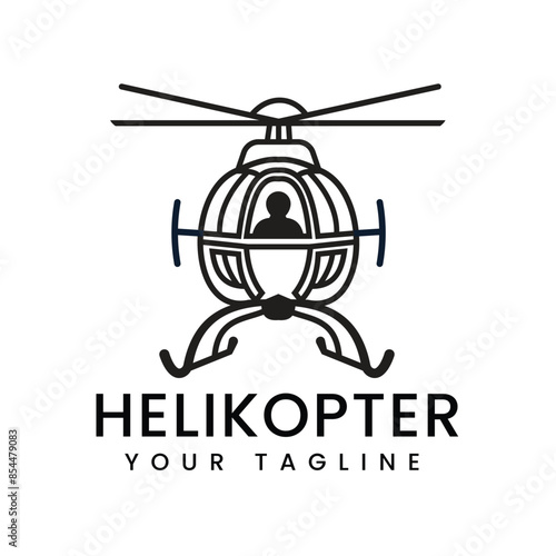 A modern Helicopter logo design with minimalist lines that is professional and unique, suitable for branding aviation businesses, air transportation and airline companies