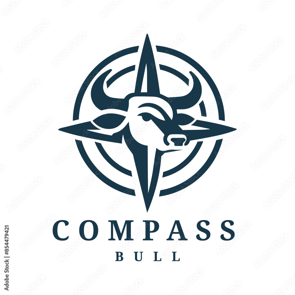 Modern Bull Head logo design with minimalist Compass Element, suitable for corporate branding, farming, navigation and high-quality products Modern Bull Head logo design with minimalist Compass Element, suitable for corporate branding, farming, navigation and high-quality products