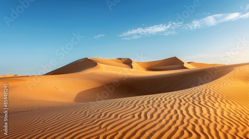 Realistic desert landscape. Beautiful view on realistic sand dunes. Made with generative ai