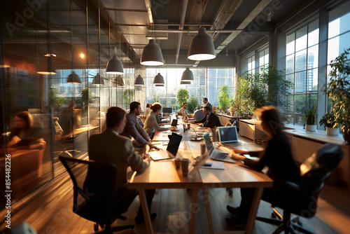 Wide angle shot of business people in an office