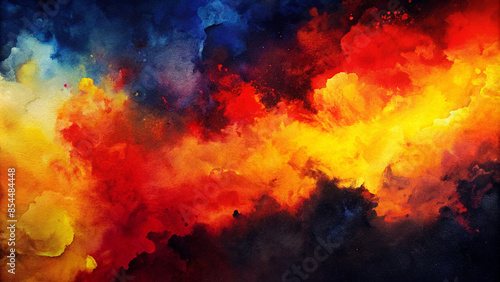 Vivid Abstract Fiery Cloudscape Background - Intense Red and Yellow Colors with Dark Contrasts - A Dramatic Display of Nature’s Beauty and Transition. © TESS