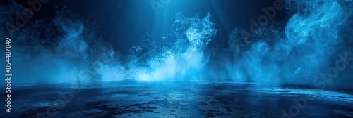 Wallpaper Mural Blue Smoke and Light Effects on a Dark Background Torontodigital.ca